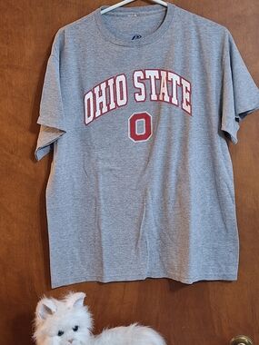 Ohio State Gray Tee with Red Logo
